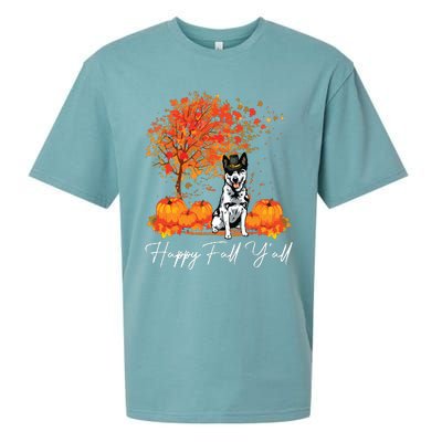 Happy Fall YAll Pumpkin Australian Cattle Dog Thanksgiving Long Sleeve Sueded Cloud Jersey T-Shirt