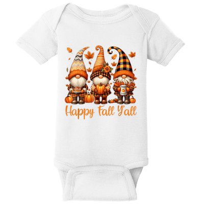 Happy Fall YAll Gnome Pumpkin Autumn Thanksgiving Baby Bodysuit