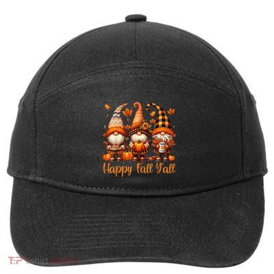 Happy Fall YAll Gnome Pumpkin Autumn Thanksgiving 7-Panel Snapback Hat