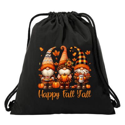 Happy Fall YAll Gnome Pumpkin Autumn Thanksgiving Drawstring Bag