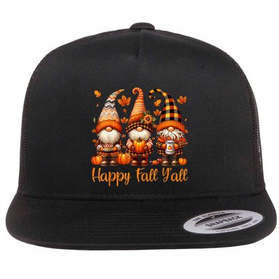 Happy Fall YAll Gnome Pumpkin Autumn Thanksgiving Flatbill Hat