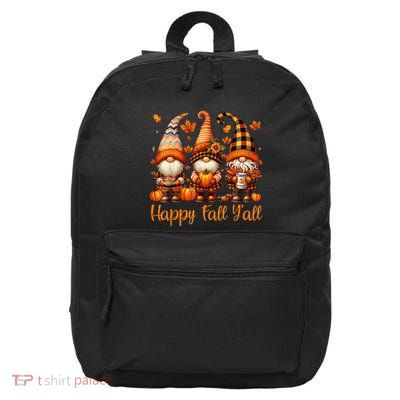 Happy Fall YAll Gnome Pumpkin Autumn Thanksgiving 16 in Basic Backpack