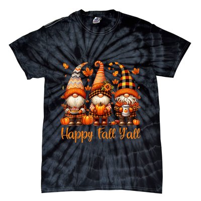 Happy Fall YAll Gnome Pumpkin Autumn Thanksgiving Tie-Dye T-Shirt