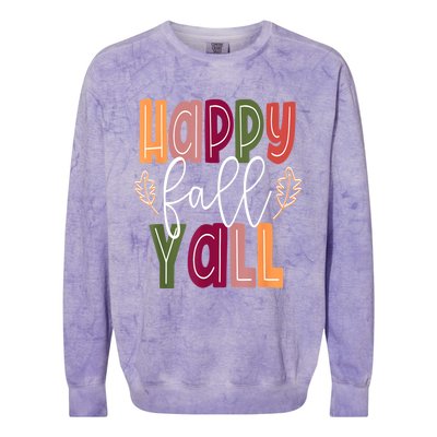 Happy Fall Yall Pumpkin Thanksgiving Halloween Cute Women Colorblast Crewneck Sweatshirt