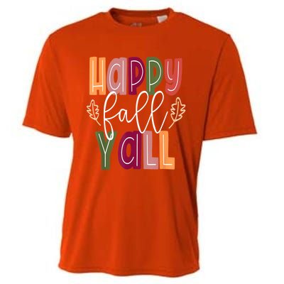 Happy Fall Yall Pumpkin Thanksgiving Halloween Cute Women Cooling Performance Crew T-Shirt