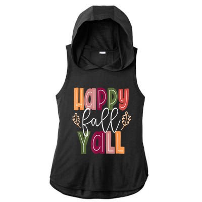 Happy Fall Yall Pumpkin Thanksgiving Halloween Cute Women Ladies PosiCharge Tri-Blend Wicking Draft Hoodie Tank