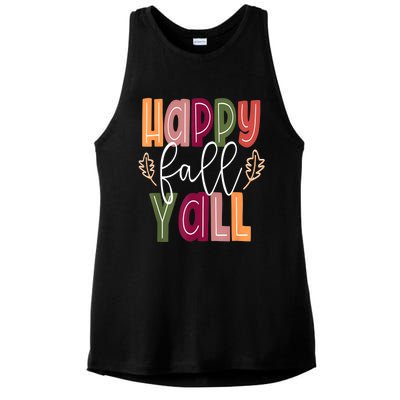 Happy Fall Yall Pumpkin Thanksgiving Halloween Cute Women Ladies PosiCharge Tri-Blend Wicking Tank