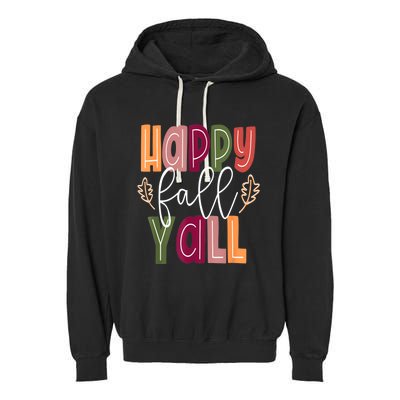 Happy Fall Yall Pumpkin Thanksgiving Halloween Cute Women Garment-Dyed Fleece Hoodie