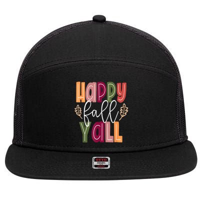 Happy Fall Yall Pumpkin Thanksgiving Halloween Cute Women 7 Panel Mesh Trucker Snapback Hat