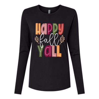 Happy Fall Yall Pumpkin Thanksgiving Halloween Cute Women Womens Cotton Relaxed Long Sleeve T-Shirt