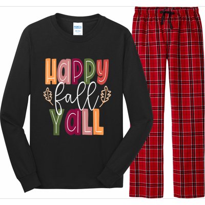 Happy Fall Yall Pumpkin Thanksgiving Halloween Cute Women Long Sleeve Pajama Set