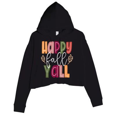 Happy Fall Yall Pumpkin Thanksgiving Halloween Cute Women Crop Fleece Hoodie