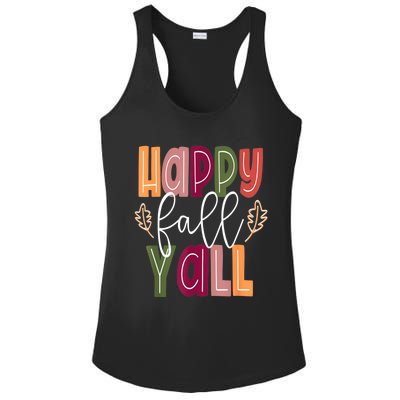 Happy Fall Yall Pumpkin Thanksgiving Halloween Cute Women Ladies PosiCharge Competitor Racerback Tank