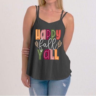 Happy Fall Yall Pumpkin Thanksgiving Halloween Cute Women Women's Strappy Tank