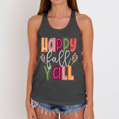 Happy Fall Yall Pumpkin Thanksgiving Halloween Cute Women Women's Knotted Racerback Tank