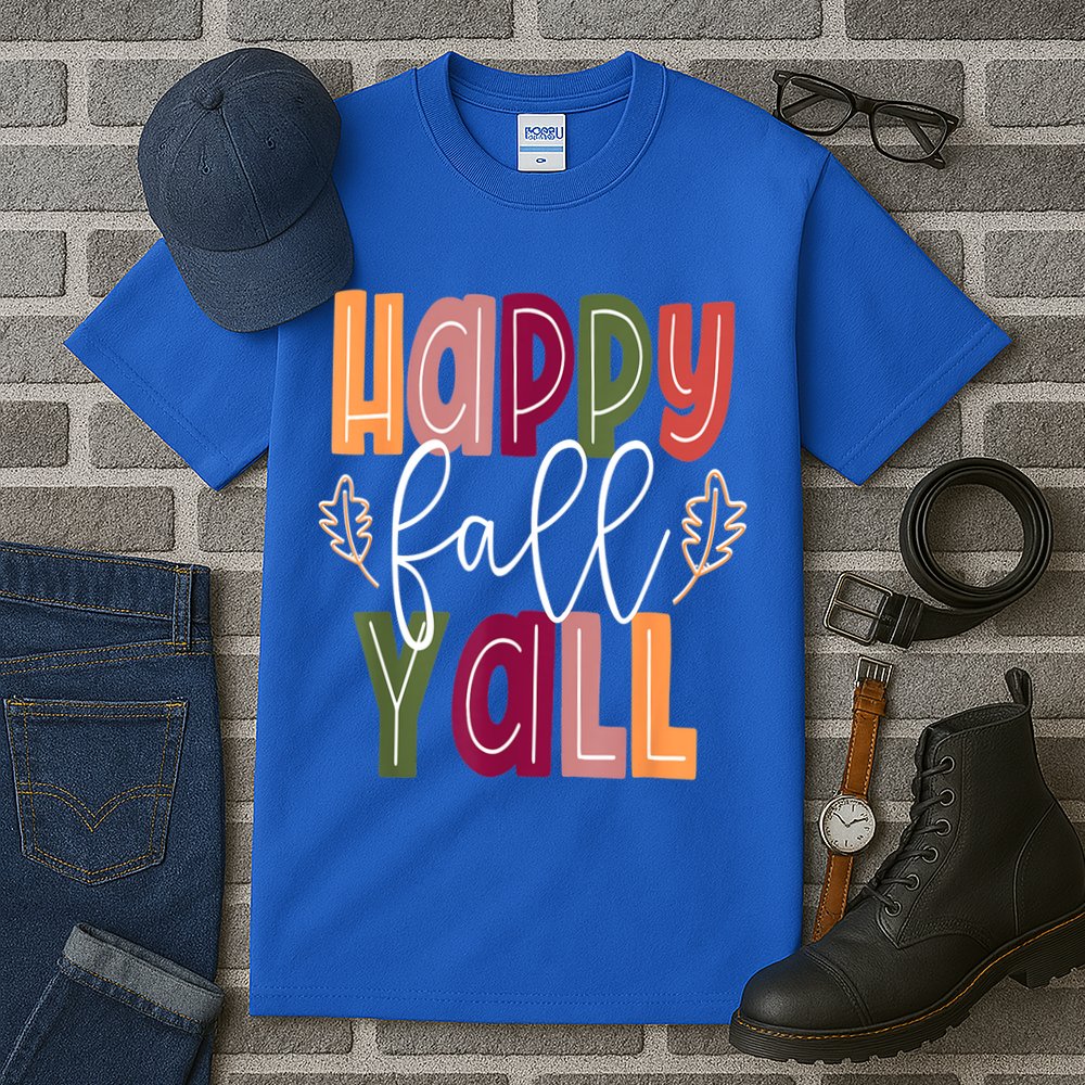 Happy Fall Yall Pumpkin Thanksgiving Halloween Cute Women Tall T-Shirt