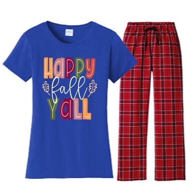 Happy Fall Yall Pumpkin Thanksgiving Halloween Cute Women Women's Flannel Pajama Set