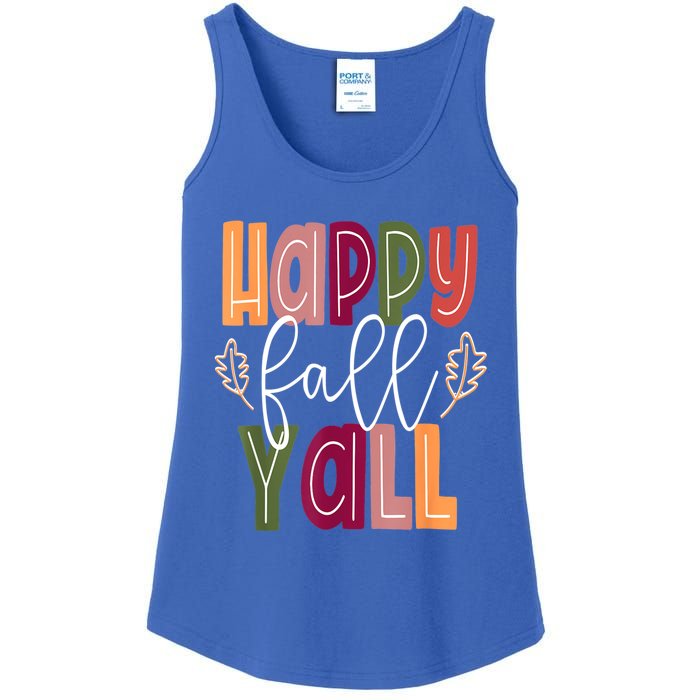 Happy Fall Yall Pumpkin Thanksgiving Halloween Cute Women Ladies Essential Tank