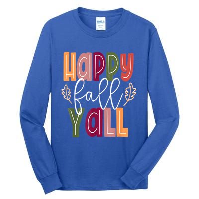 Happy Fall Yall Pumpkin Thanksgiving Halloween Cute Women Tall Long Sleeve T-Shirt