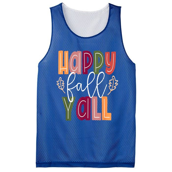 Happy Fall Yall Pumpkin Thanksgiving Halloween Cute Women Mesh Reversible Basketball Jersey Tank