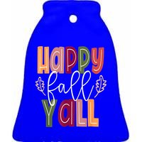 Happy Fall Yall Pumpkin Thanksgiving Halloween Cute Women Ceramic Bell Ornament