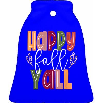 Happy Fall Yall Pumpkin Thanksgiving Halloween Cute Women Ceramic Bell Ornament