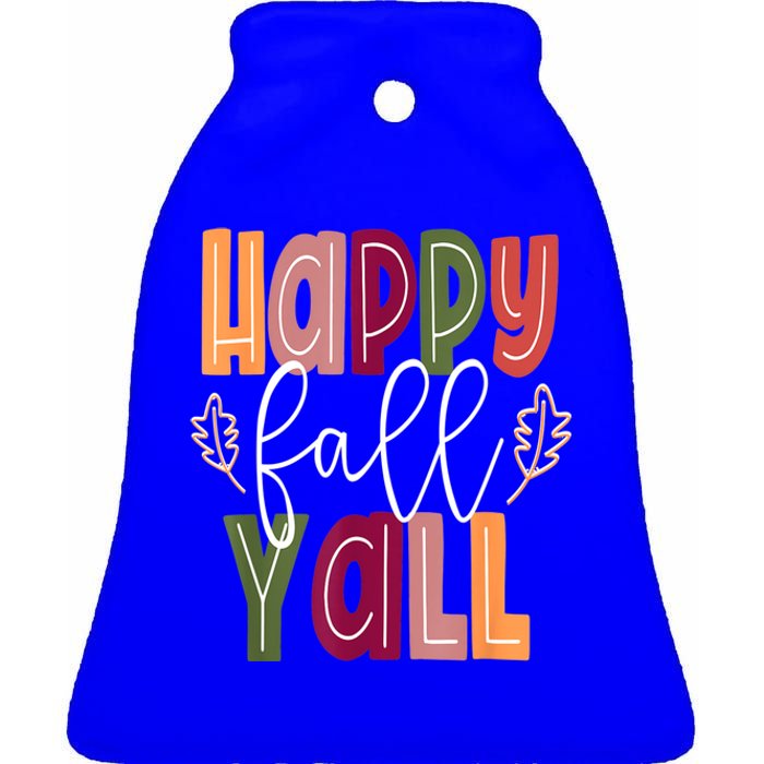 Happy Fall Yall Pumpkin Thanksgiving Halloween Cute Women Ceramic Bell Ornament