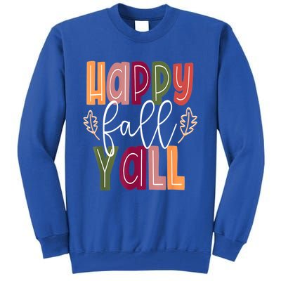 Happy Fall Yall Pumpkin Thanksgiving Halloween Cute Women Tall Sweatshirt