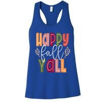 Happy Fall Yall Pumpkin Thanksgiving Halloween Cute Women Women's Racerback Tank