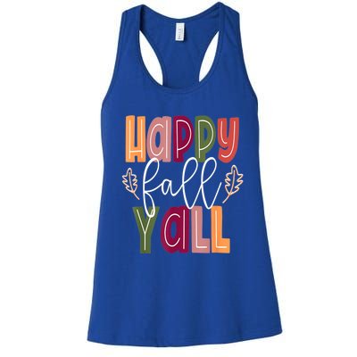 Happy Fall Yall Pumpkin Thanksgiving Halloween Cute Women Women's Racerback Tank