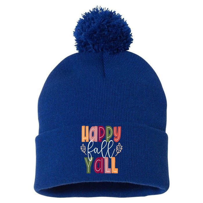 Happy Fall Yall Pumpkin Thanksgiving Halloween Cute Women Pom Pom 12in Knit Beanie