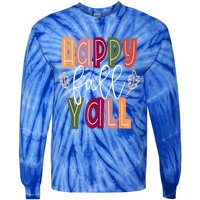 Happy Fall Yall Pumpkin Thanksgiving Halloween Cute Women Tie-Dye Long Sleeve Shirt