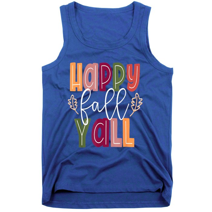 Happy Fall Yall Pumpkin Thanksgiving Halloween Cute Women Tank Top