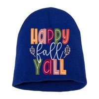 Happy Fall Yall Pumpkin Thanksgiving Halloween Cute Women Short Acrylic Beanie