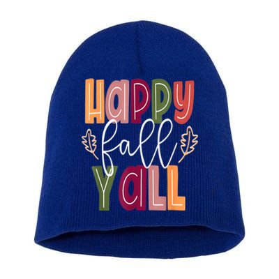 Happy Fall Yall Pumpkin Thanksgiving Halloween Cute Women Short Acrylic Beanie