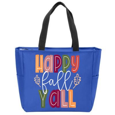 Happy Fall Yall Pumpkin Thanksgiving Halloween Cute Women Zip Tote Bag