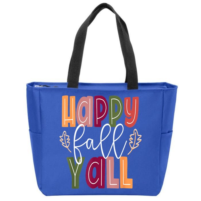 Happy Fall Yall Pumpkin Thanksgiving Halloween Cute Women Zip Tote Bag