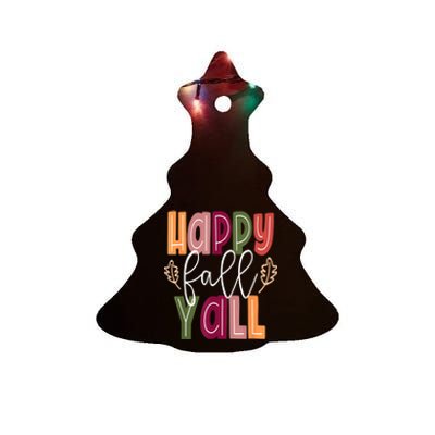 Happy Fall Yall Pumpkin Thanksgiving Halloween Cute Women Ceramic Tree Ornament