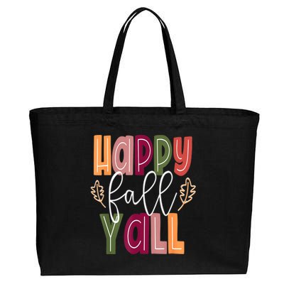 Happy Fall Yall Pumpkin Thanksgiving Halloween Cute Women Cotton Canvas Jumbo Tote