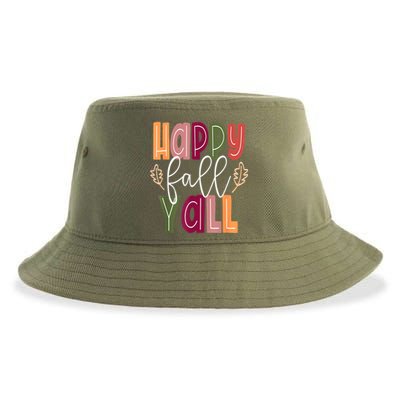 Happy Fall Yall Pumpkin Thanksgiving Halloween Cute Women Sustainable Bucket Hat