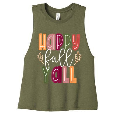 Happy Fall Yall Pumpkin Thanksgiving Halloween Cute Women Women's Racerback Cropped Tank