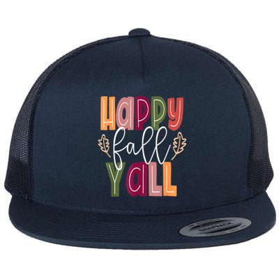 Happy Fall Yall Pumpkin Thanksgiving Halloween Cute Women Flat Bill Trucker Hat