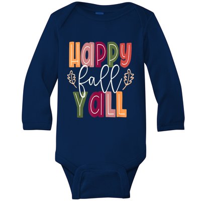 Happy Fall Yall Pumpkin Thanksgiving Halloween Cute Women Baby Long Sleeve Bodysuit