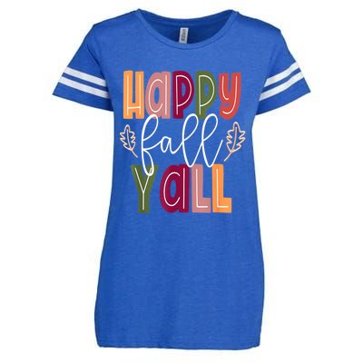 Happy Fall Yall Pumpkin Thanksgiving Halloween Cute Women Enza Ladies Jersey Football T-Shirt