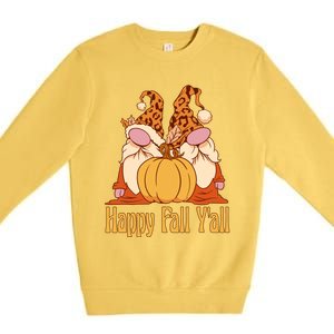 Happy Fall YAll Autumn Gnomes Pumpkin Spice Fall Leaves Premium Crewneck Sweatshirt