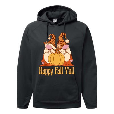 Happy Fall YAll Autumn Gnomes Pumpkin Spice Fall Leaves Performance Fleece Hoodie