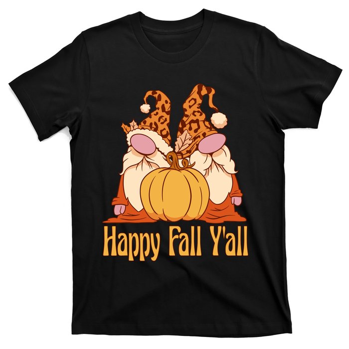 Happy Fall YAll Autumn Gnomes Pumpkin Spice Fall Leaves T-Shirt