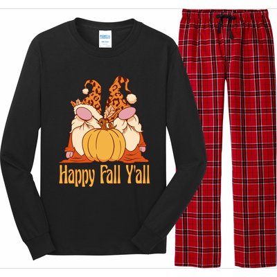 Happy Fall YAll Autumn Gnomes Pumpkin Spice Fall Leaves Long Sleeve Pajama Set