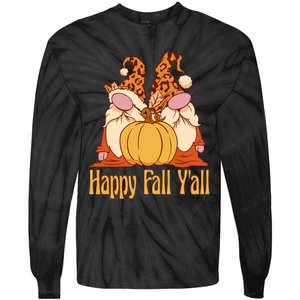 Happy Fall YAll Autumn Gnomes Pumpkin Spice Fall Leaves Tie-Dye Long Sleeve Shirt