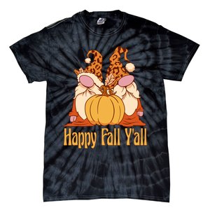 Happy Fall YAll Autumn Gnomes Pumpkin Spice Fall Leaves Tie-Dye T-Shirt